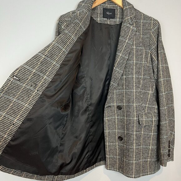 Rails Cody Houndstooth Check Double Breasted Blazer In Sand Ash Size Medium - Picture 8 of 13